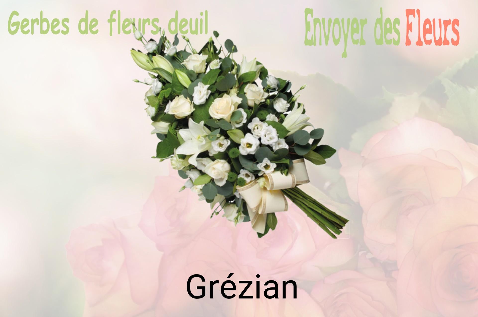 Gerbe de fleurs de deuil livrée à Grézian